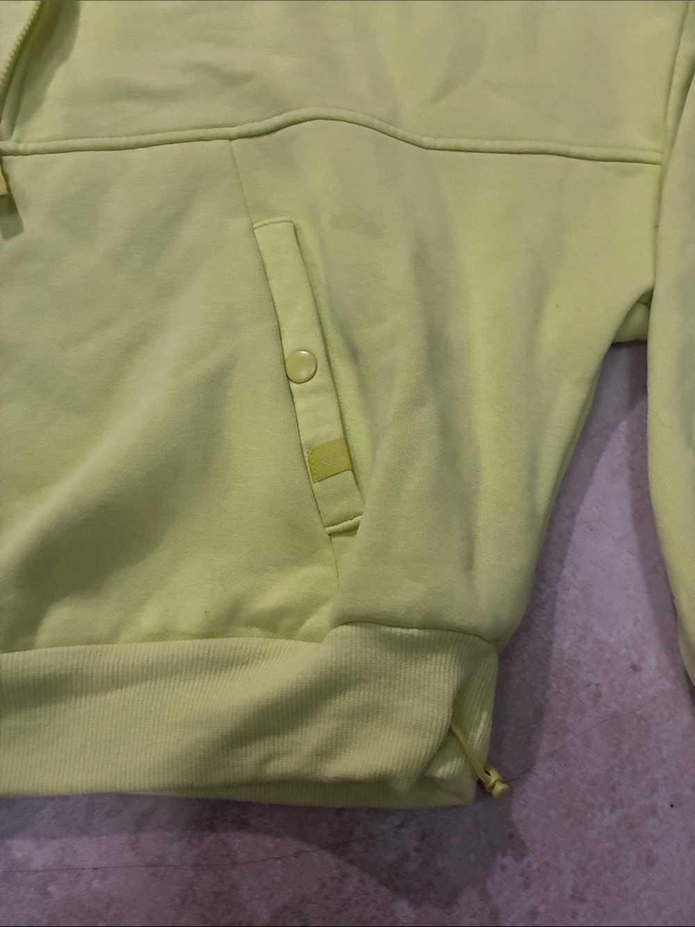 Neon Lime Cropped Half-Zip Hoodie - Picture 6 of 8